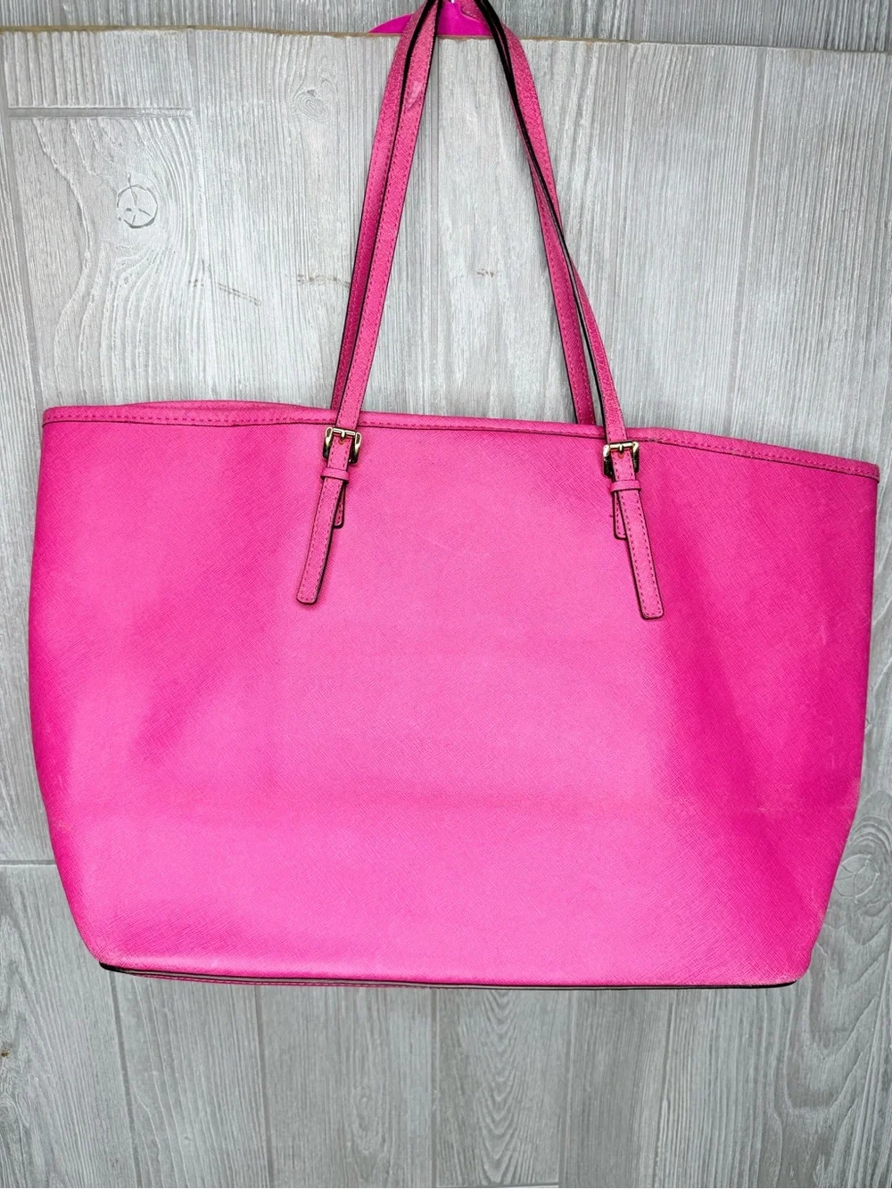 Vintage Michael Kors Jet Set Large Tote in Raspberry Pink Saffiano leather bag